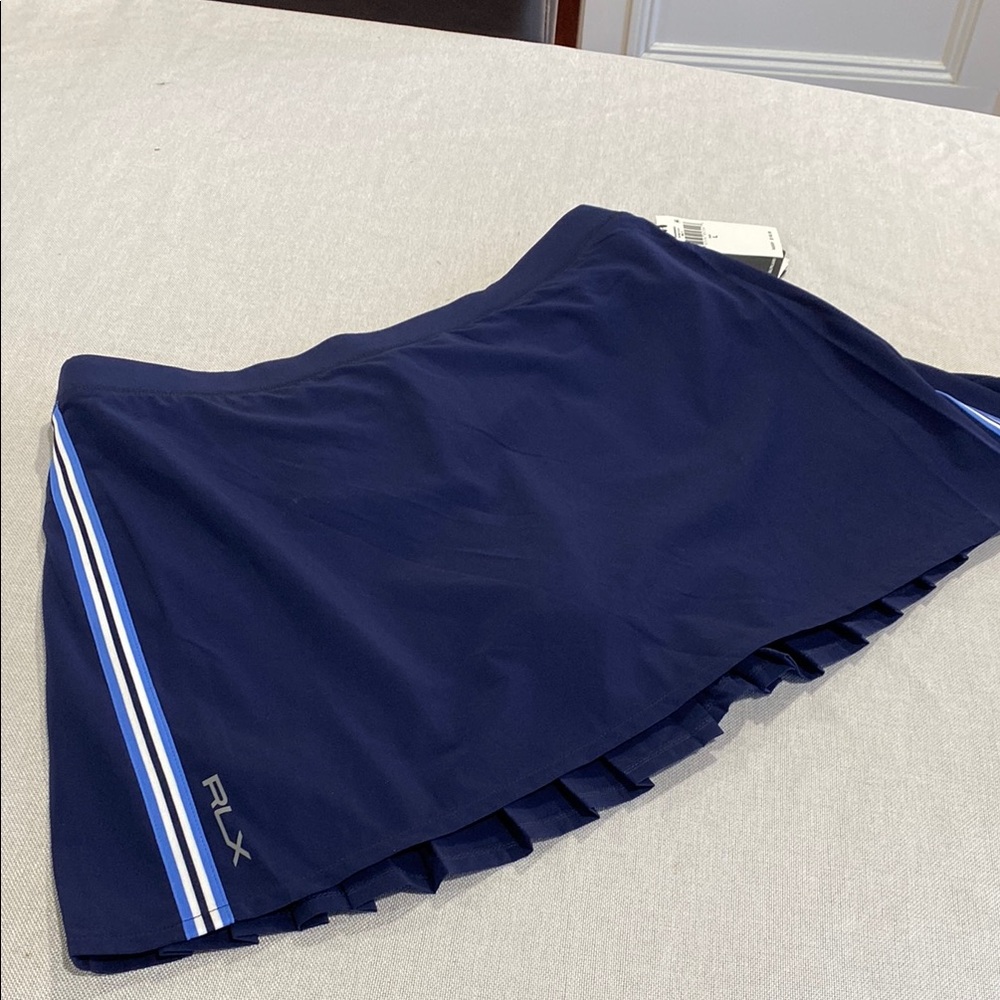RLX- Ralph Lauren Blue Mini 15 inch A-Line golf Skirt with Ruffled
